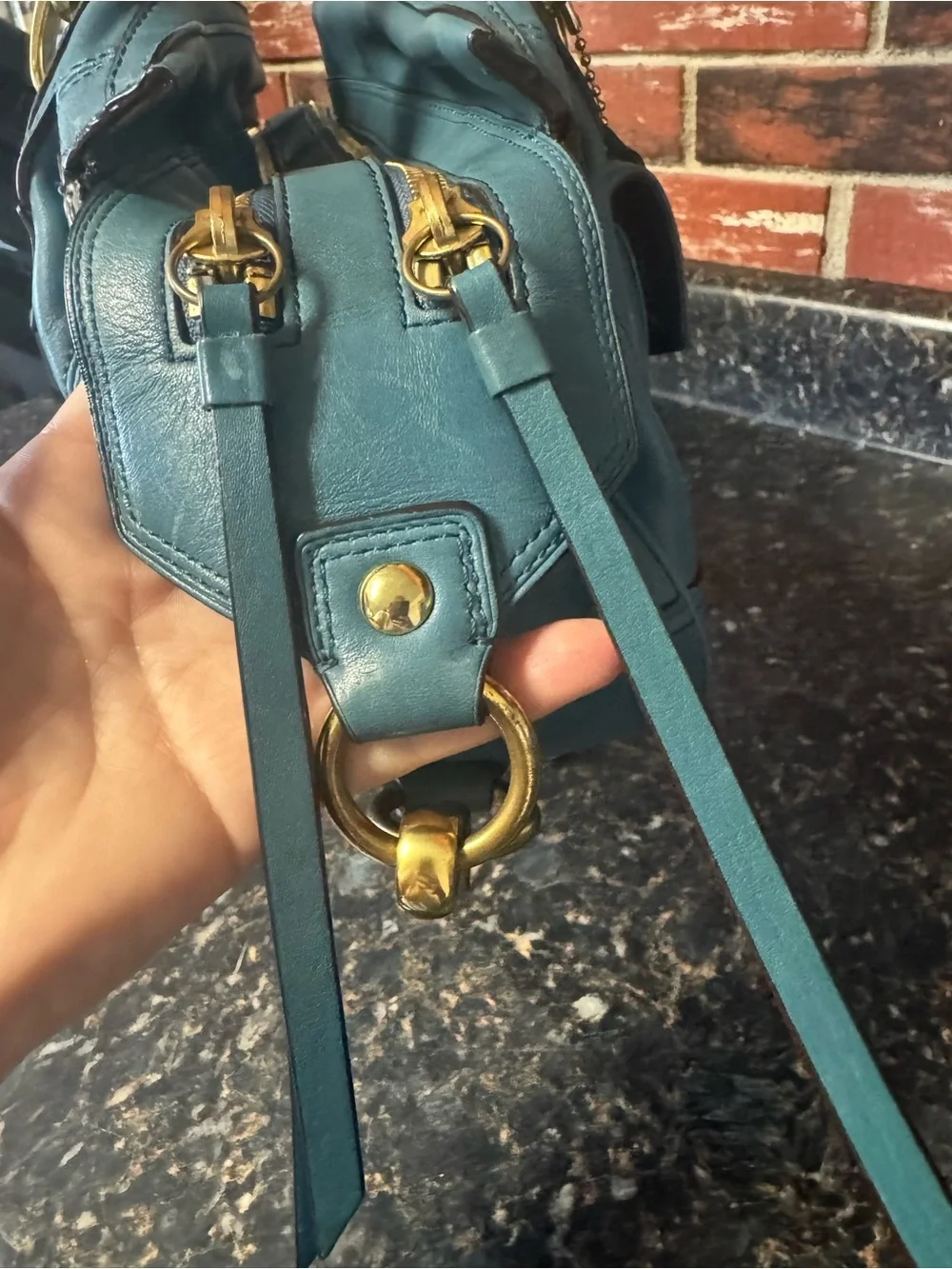 Coach Hamptons Lindsay Satchel 12475 Teal Leather 2008 Rare Y2K